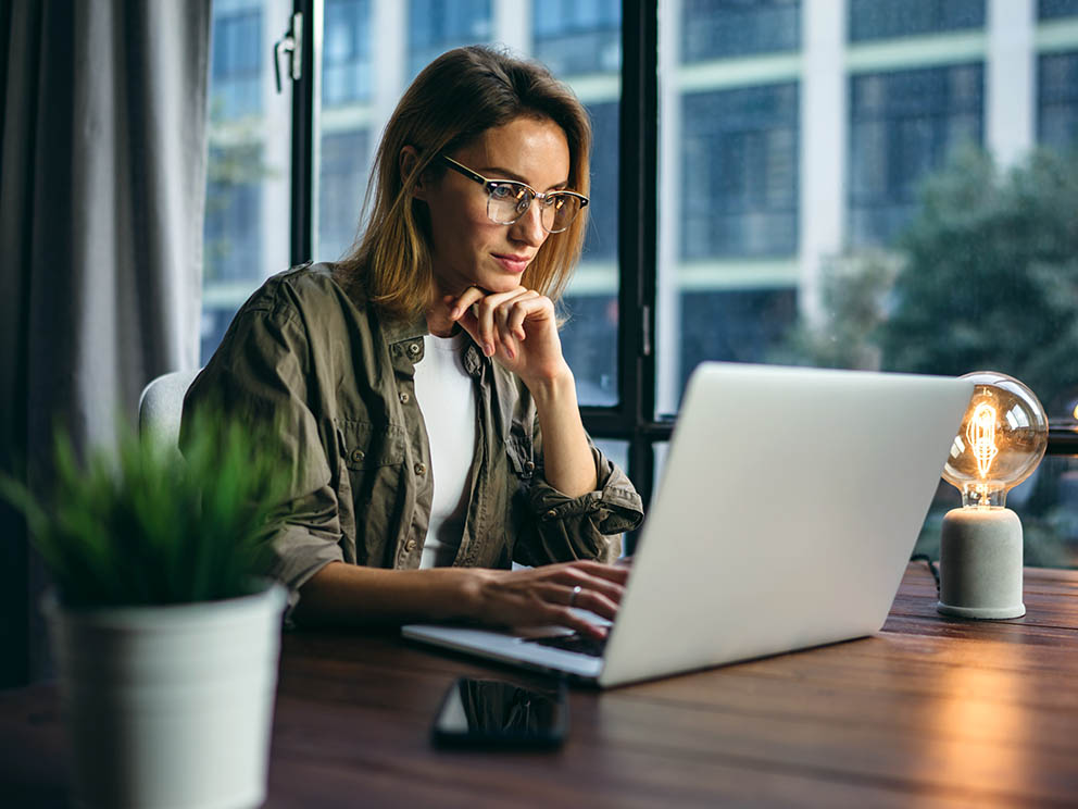 Female working on a laptop